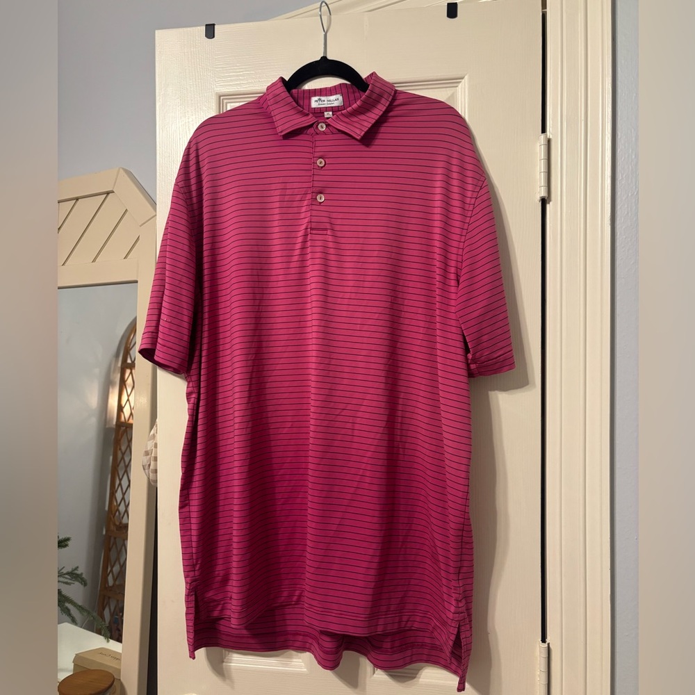 Peter Millar Men's Polo Shirt - Deep Pink Stripes